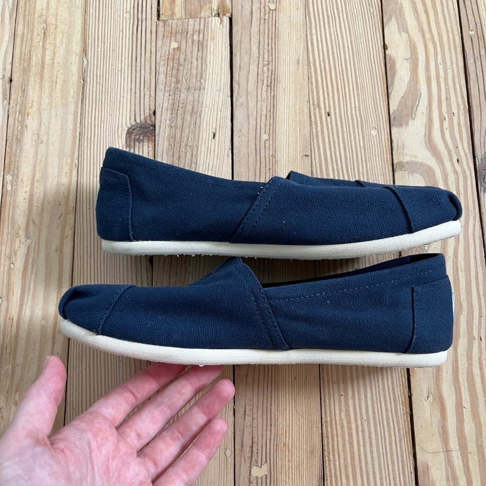 TOMS Navy Blue Canvas Alpargata Slip On Loafer Elephant Print Lining Womens 7.5 - Picture 7 of 8